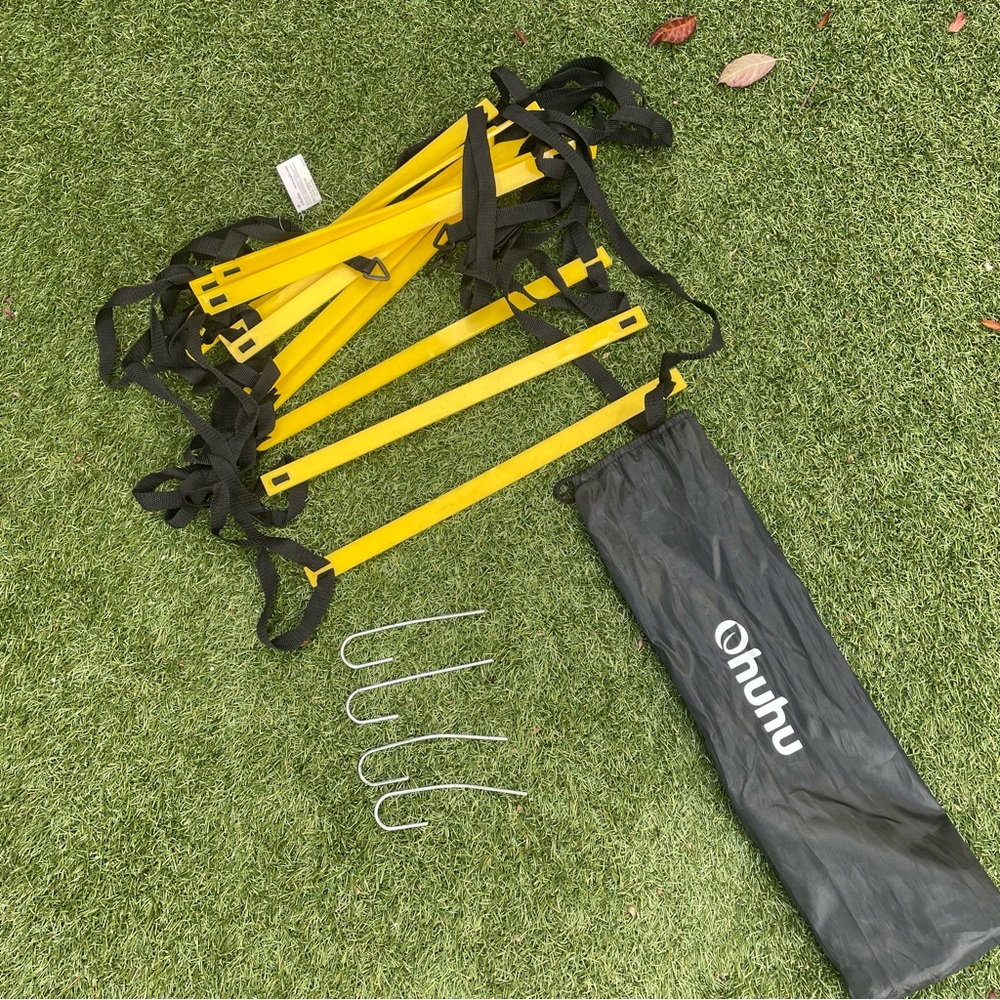 Agility Ladder 20 Ft 12 Rung Adjustable Portable Bag Yellow Football Training